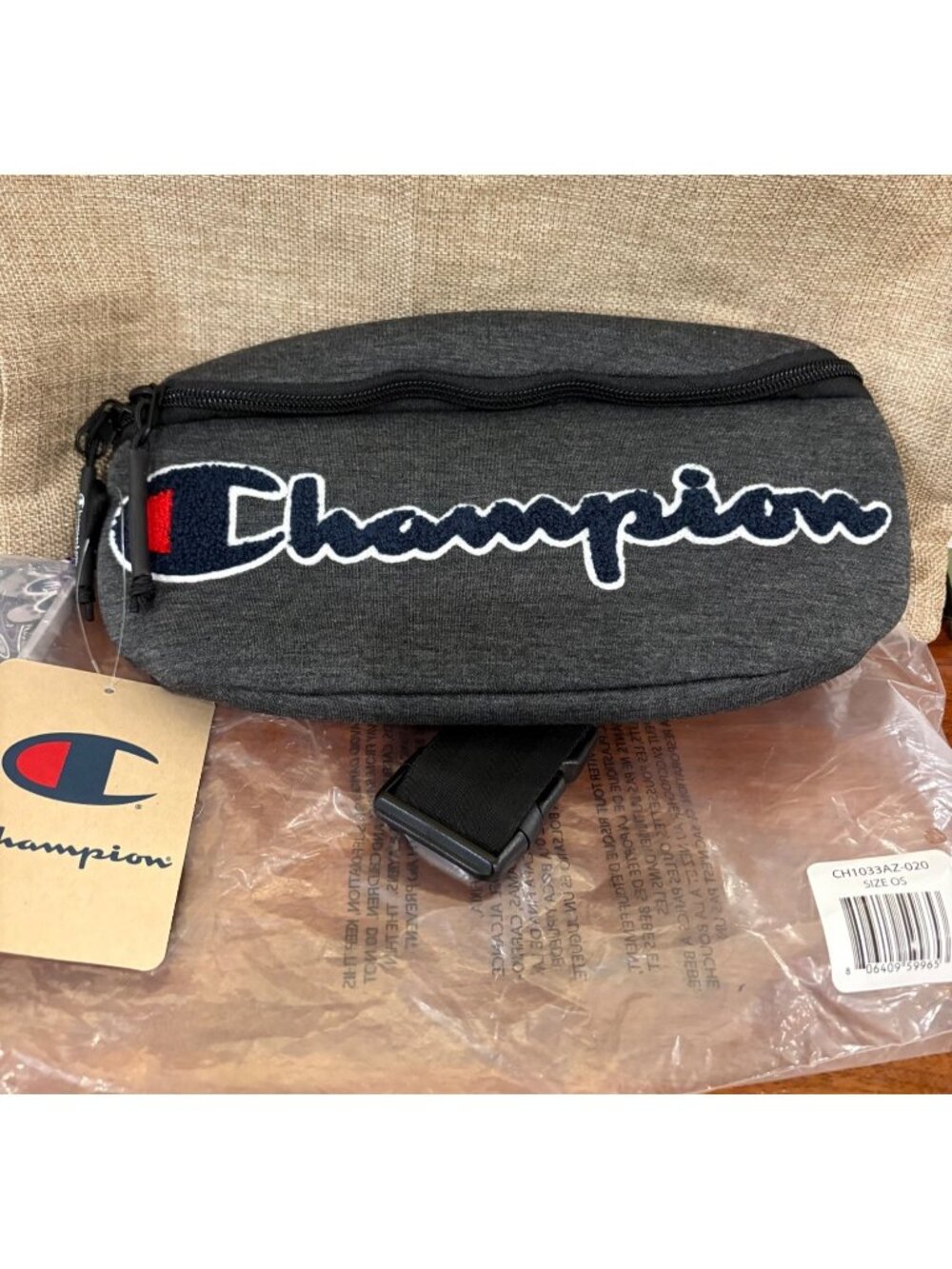 Champion Dark Grey Prime Hip Waist Fanny Sling Pack Adjustable Strap & Logo New